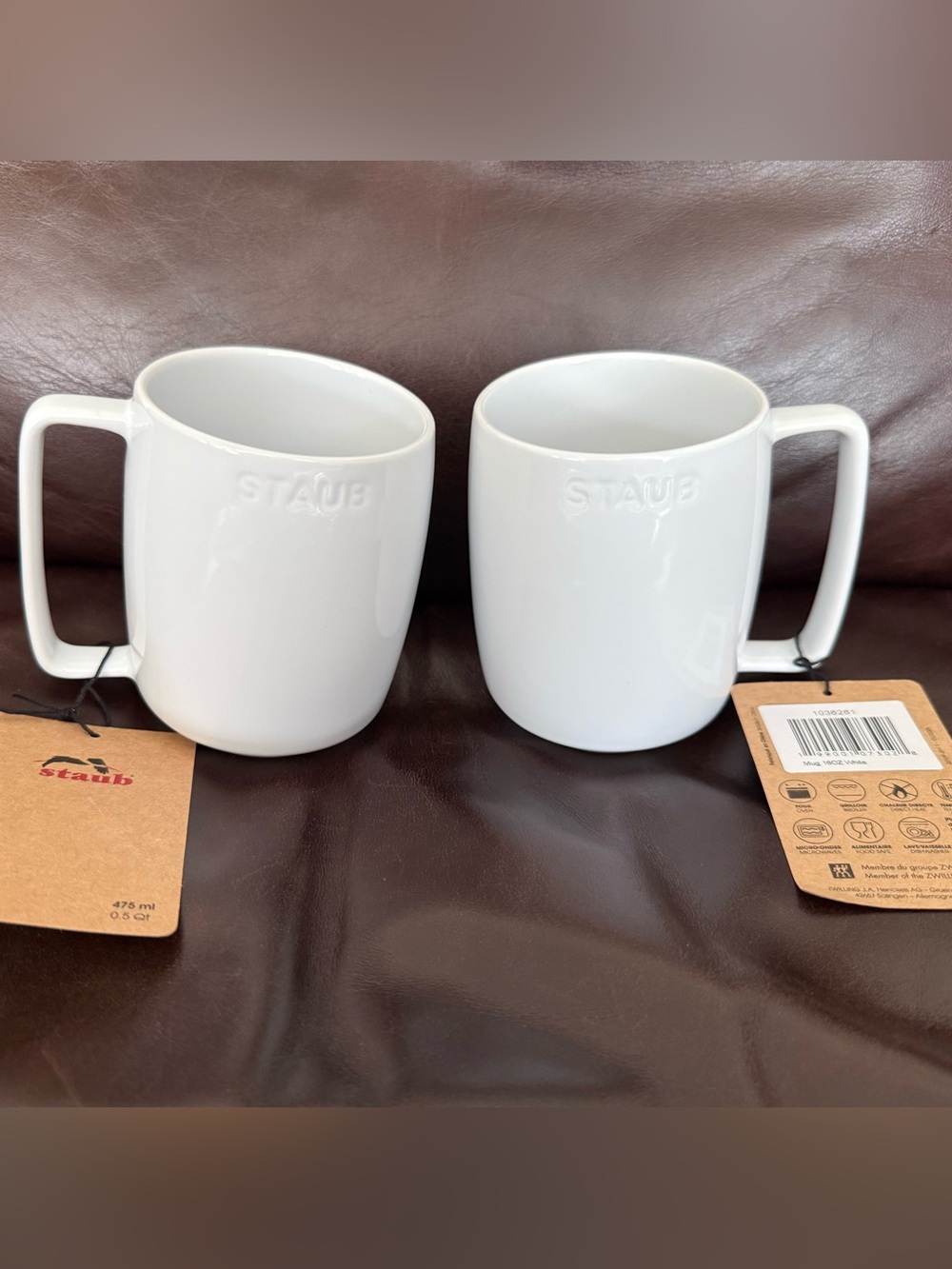 Staub White Ceramic Mugs - Set of 2